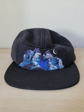 Rachel Pohl Black Five Panel Fleece Hat Torres Del Paine Ambler Mountains